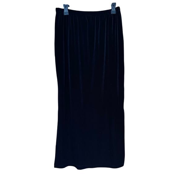 Casual Workstyle Vintage Black Size Medium Elastic Waist Velvety Long Skirt Slit - Picture 5 of 6